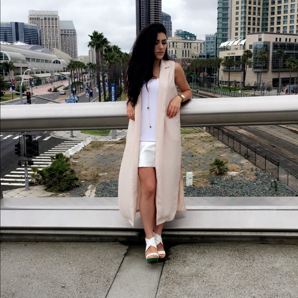 Women’s longline vest dusty pink long jacket vest